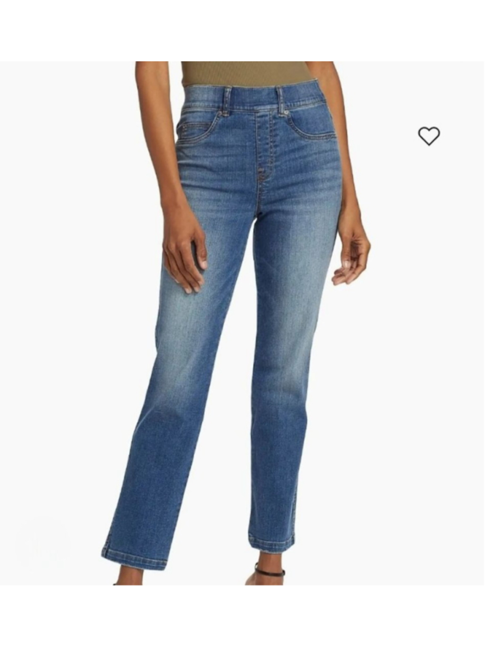SPANX Blue Straight Leg Ankle Jeans High Rise Vintage Indigo Denim Pull On #60 L